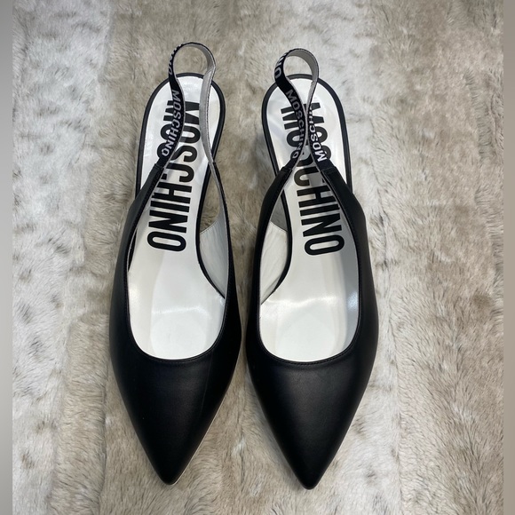 NEW💝Moschino Vitello Black Pump Leather Heels Size EU 39 - Picture 6 of 13